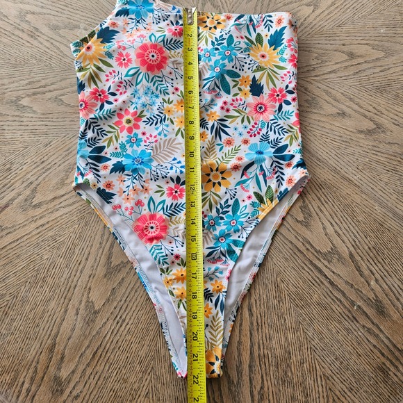 Cottagecore Floral One Shoulder Swimsuit Womens M Multicolor High Cut One Piece - Picture 5 of 10